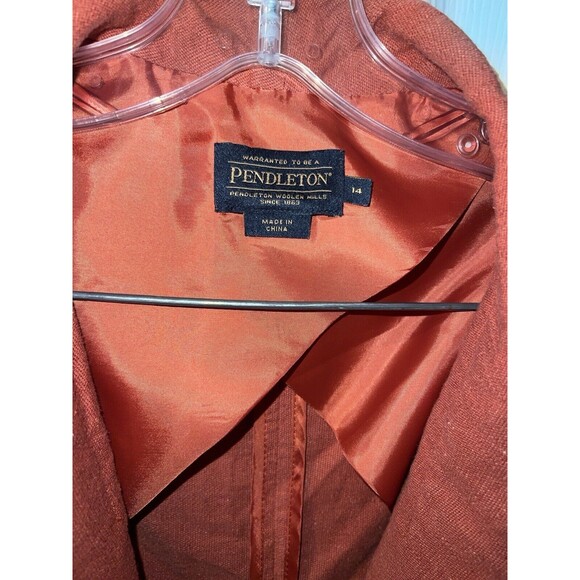 Pendleton Blazer Womens 14 Linen Blend Orange Preppy Corpcore Minimalist Jacket - Picture 5 of 8
